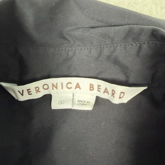 Veronica Beard Janelle Shirt Dress Size 00 Black Long Sleeve Tie Waist Midi - Picture 4 of 11